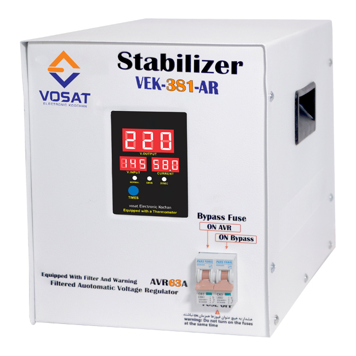 ترانس 10 کیلو ولت دیواری ,استابلایزر 10kva دیواری ,استابلایزر 10 kva ,ترانس 15,استابیلایزر (stabilizer) تکفاز  18kva - 63A